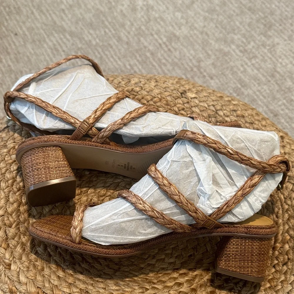 NEW Nine West Emolly Raffia Block Heel Sandals 9.5M - Picture 4 of 7